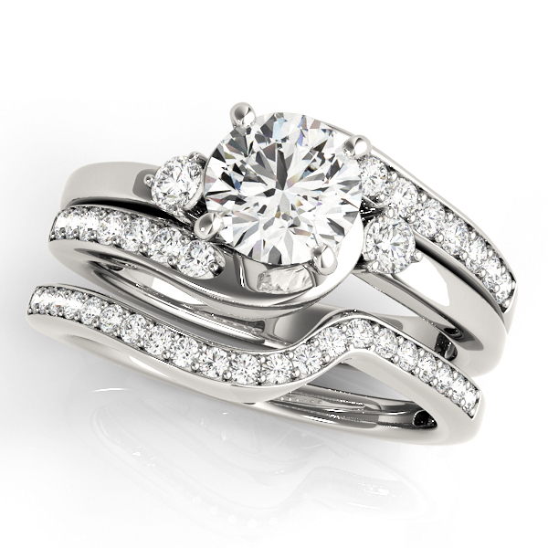 Side Stone Accent Bypass Diamond Engagement  Ring  Split Shank