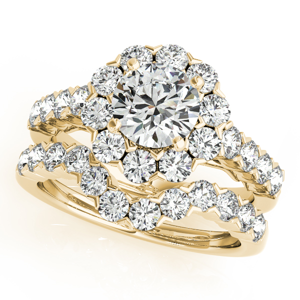 One Carat Floral Halo Diamond Engagement  Ring  Round Cut