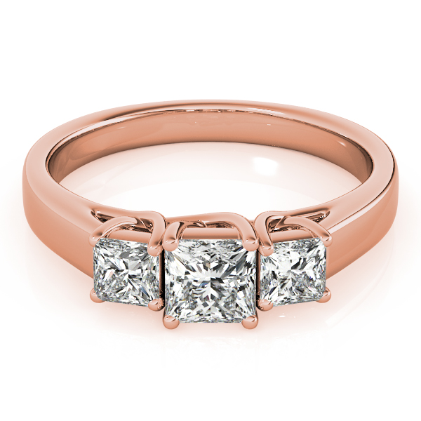 Princess Cut Diamond 3 Stone Trellis Engagement  Ring 
