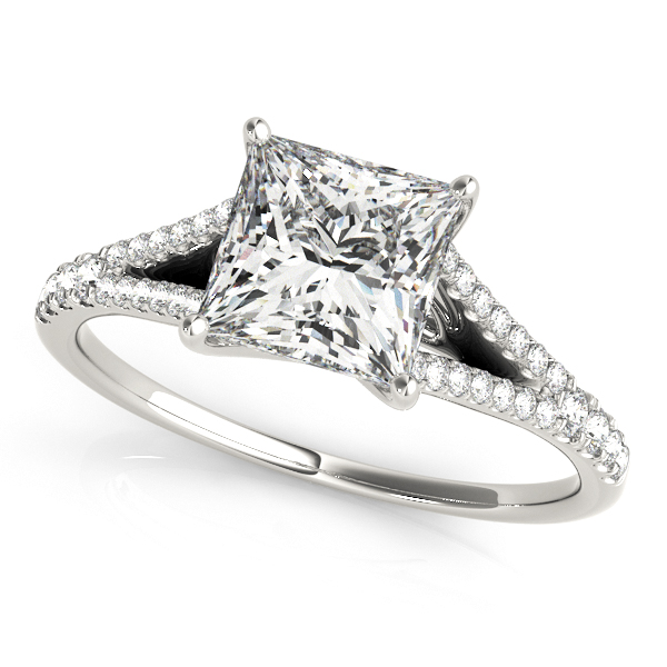 White Gold Engagement Ring Trellis Princess Cut Diamond