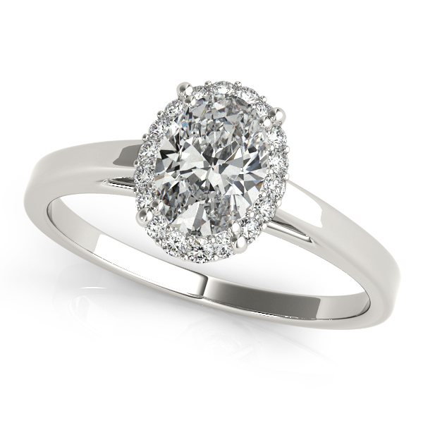 White Gold Engagement Ring Simple & Stylish Oval Cut Diamond Halo