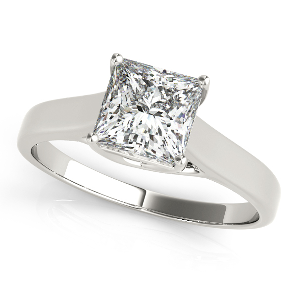 White Gold Engagement Ring Princess Cut Solitaire with Trellis Setting