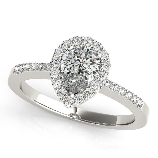 White Gold Engagement Ring Pear Shaped Halo Diamond